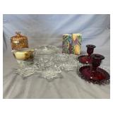 Glassware Tray Lot with Carnival Glass