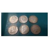 (6) U.S. 1964 Silver Kennedy Half Dollar Coins