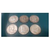 (6) U.S. Silver Franklin Half Dollar Coins (90%