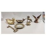 (6) Assorted Brass Pieces & (1) Cast Iron Eagle