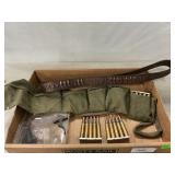 Ammo Belt With (9) .30 Carbine Clips, Leather .22