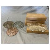 (3) Flower Frogs & (4) Lazy Susan Glass Dishes