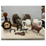 Ceramic Horse Heads (Paint Loss), Tankards,