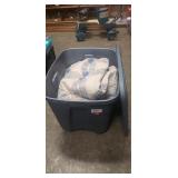 (1) Plastic Storage Container w/ Lid & (1) Quilt