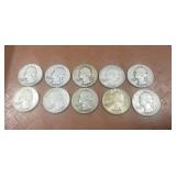 (10) U.S. Silver Quarters (90% Silver)