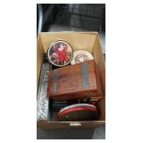 Box Lot Of Assorted Tins & (1) Cedar Wood Jewelry
