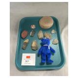 Tray Lot Of Stone Tools & Miscellaneous: