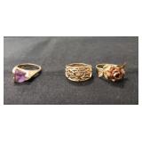 (3) Ladies Rings (One Marked 14KP & Two Marked