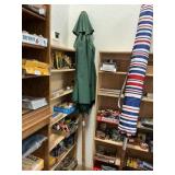 Green Wooden Pole Patio Umbrella