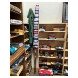 Striped Wooden Pole Patio Umbrella