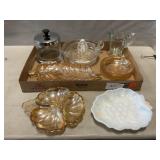 Juicer, Iridescent & Milk Glass, Creamer, Lidded