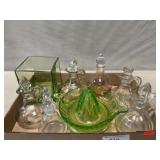 Green Glass Juicer, Cruets, Teleflora Vase