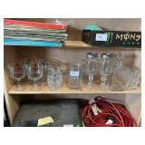 Shelf Lot With Michelob Goblets, Decanter,