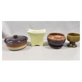 (4) Vintage Pieces Including Stoneware Bean Pot