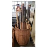 Vintage Wooden Nail Barrel w/ (10) Assorted