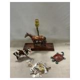 Horse Lamp Base, Ceramic Cow, Cast Iron Turtle,