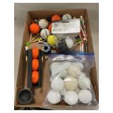 Lot With Golf Balls & Tees, Plastic Golf Balls,