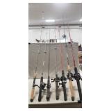 (7) Assorted Fishing Rods w/ (6) Reels