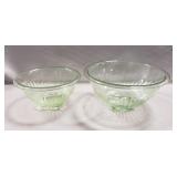 (2) Green Depression Mixing Bowls (7.5" & 9.5"