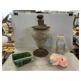 Antique Oil Lamp Base, Wengertï¿½s Milk Bottle,