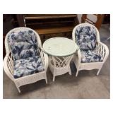 Wicker Chairs and Glasstop Table