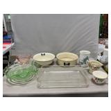 Green & Pink Depression Bowls, Taver Silhouette