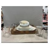 Lot With Pyrex Measuring Cup & Platter, Tea