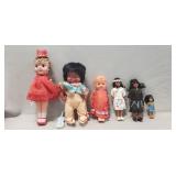 Tray Of (6) Assorted Vintage Dolls & (1) Vintage