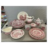 Large Lot Of Assorted Pink Transferware