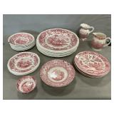 Lot Of Assorted Pink Transferware (Some Chipping)