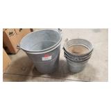 (1) Galvanized Metal Bucket & (4) Small