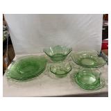 Fostoria Green Depression Plates & Bowls, L.E.