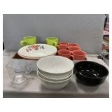 Fiesta & Hall Bowls, Corning Mugs, Measuring Cup,