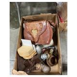 Box Lot With WoodenPump Lamp Base, Crocodile