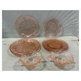Pink Depression Glassware Including Jeanette