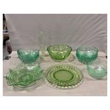 Lot Of Green Depression Glassware