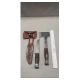 Heal Hatchet w/ Knife & Leather Sheath