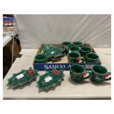 (9) Lefton Holly Cups, (2) Each Of Leaf &
