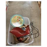 Tote With Cookie Tin, Metal Sleigh, Basket,