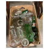Box Lot With Canning Jars, Vintage Bottles