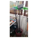 (2) Waste Cans, (2) Swiffers, Broom, Dust Pan &