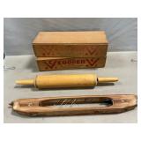 Wooden Boat Shuttle (Damaged), Cheese Boxes,