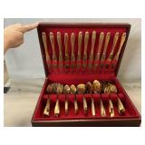 Gold-Tone Flatware In Chest