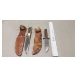 (2) Knives w/ Leather Sheaths (Romo Solingen &