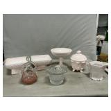 Jeanette Pink Milk Glass, Art Glass Basket, Avon