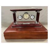 Clock/Thermometer/Barometer, Wooden Box