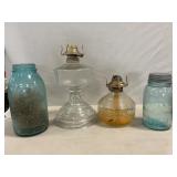 Oil Lamp Bases, Mason Jars