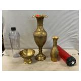 Brass Vases & Bowl, Water Bottles