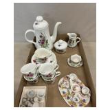 Porcelain Floral Tea Set (1 Cup Missing), Mini