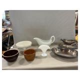Ironstone Gravy Boat (Chipped), Hall Bowl,